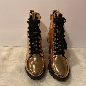 Ashley Stewart Rose Gold Metallic Boot Size 10 W